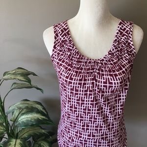 Maroon and White Patterned Top from The Loft